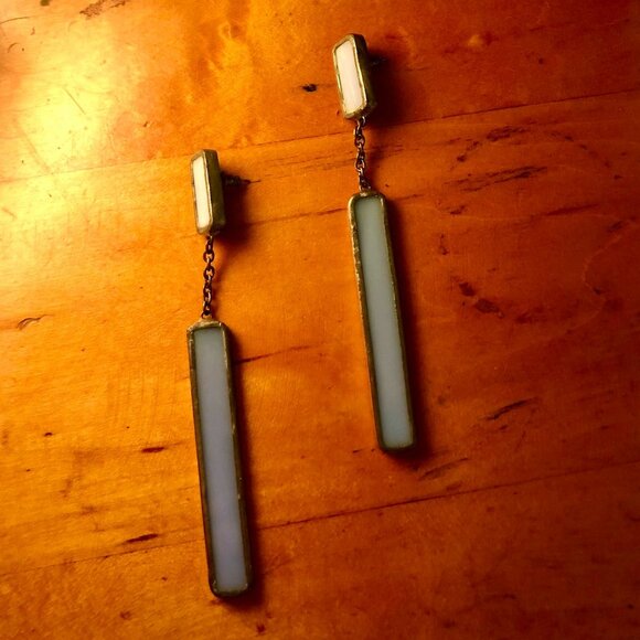 Elegant Handmade Artisan Purple Glass Earrings - Picture 1 of 6